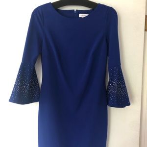 Calvin Klein blue bell sleeve dress